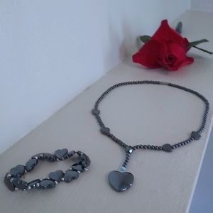 Heart necklace and bracelet set